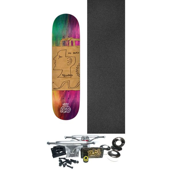 Krooked Skateboards Tom Knox Brain Skateboard Deck - 8.5" x 32.18" - Complete Skateboard Bundle